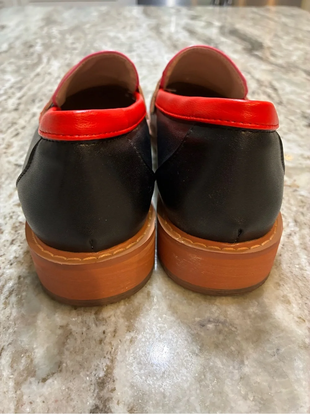 Women's Pink Red and Black Colorblock Loafers - Unbranded Size 9